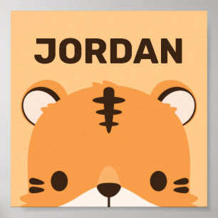 Tigre Fofo com Poster de Nome Personalizado