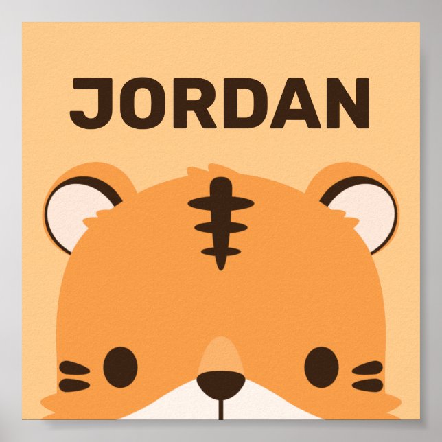 Tigre Fofo com Poster de Nome Personalizado (Frente)