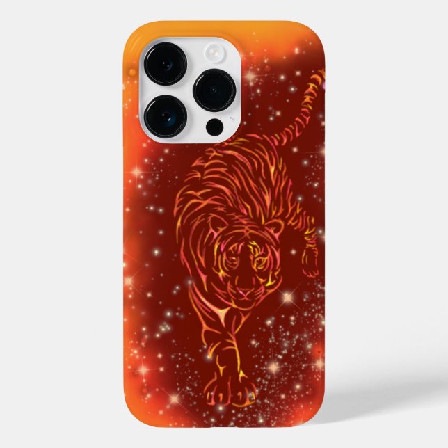 Tigre-Fogo Correndo capas de iphone Noite Estrelad (Verso)