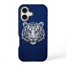 Tigre Geométrico Chrome Prata Python Azul iPhone