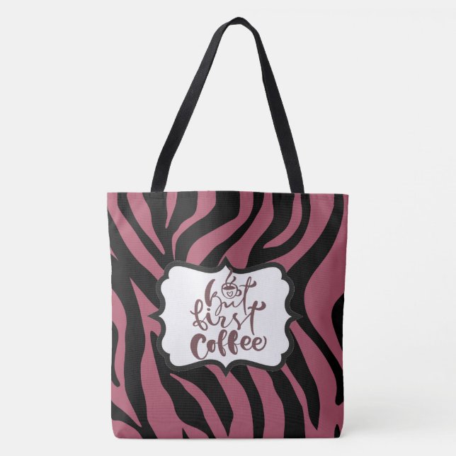 Tigre Impressão Vermelho Maroon Bolsa de Café (Frente)