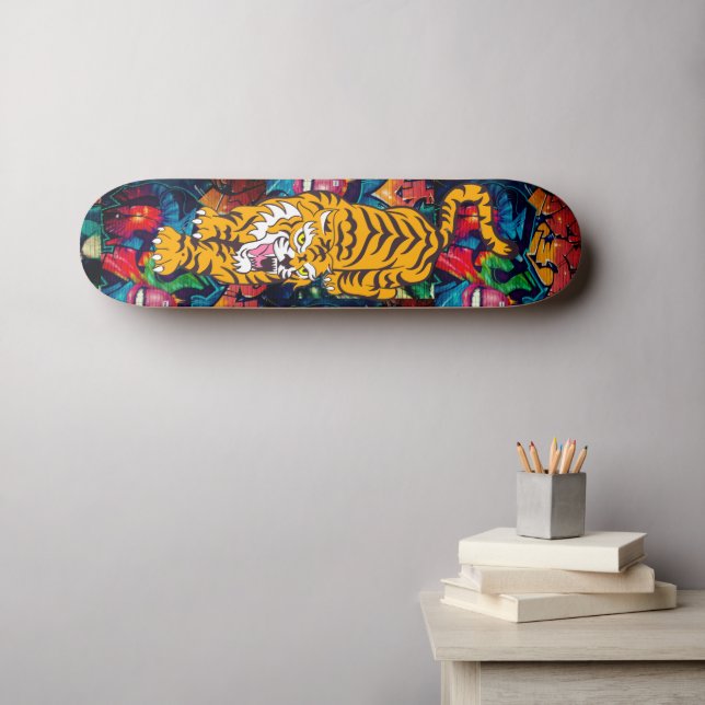 Tigre Laranja de Grafite Personalizado do skate (Arte de parede (Horz))