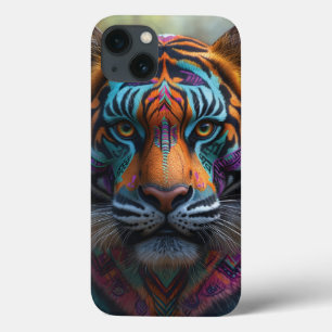 Tigre Majestoso com Tinta Tribal Vibrante