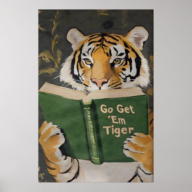 Tigre Motivacional Leitura Impressão Humorístico B (Frente)