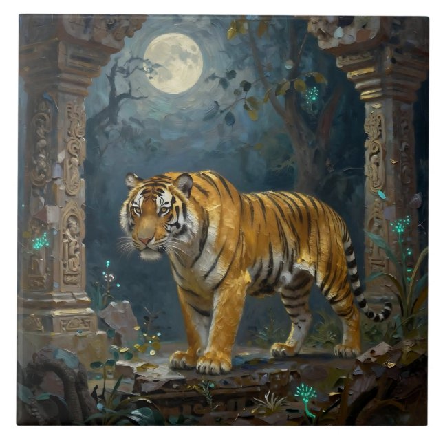 Tigre nas Dunas Antigas sob a Lua Cheia (Frente)