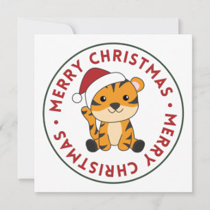 Tigre Natal Neve Animais de Inverno Convite Tigre