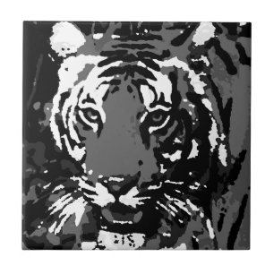 Tigre Pop de Arte Preto Branco