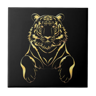 Tigre preto com tiras de ouro