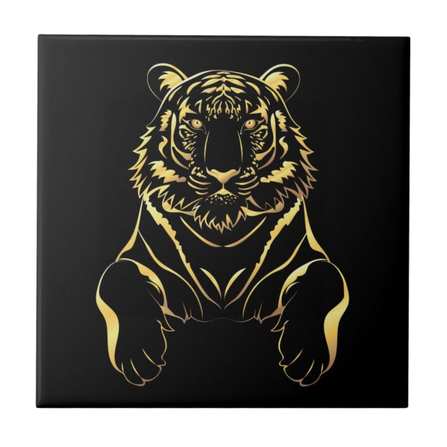 Tigre preto com tiras de ouro (Frente)