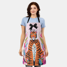 Tigre Rosa Laço Floral Estético Chique Artístico