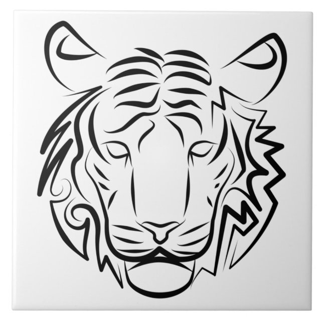 Tigre Tribal Negro e Branco (Frente)