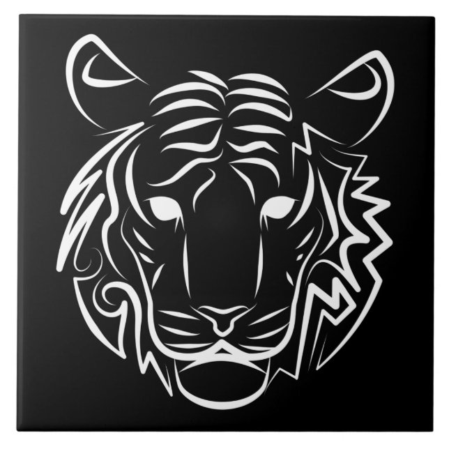 Tigre Tribal Negro e Branco (Frente)