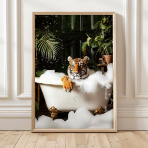 Tigre Tropical na Impressão de Banheira - Parede d