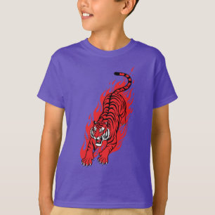 Tigre Vermelho Flamejante – Camiseta Feroz Fera de