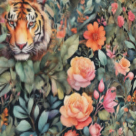 Tigres vibrantes, flores e folhagem
