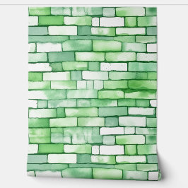 Tijolos de Aquarela Padrões brancos verdes e sem c