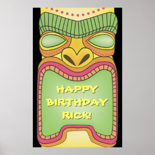 Tiki Luau Tema Birthday CHURRASCO Banner Poster
