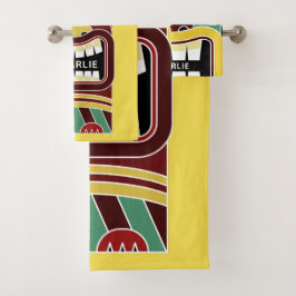 Tiki Totems nome personalizado e conjunto de toalh