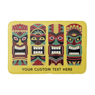 Tiki Totems texto personalizado e tapetes de banho