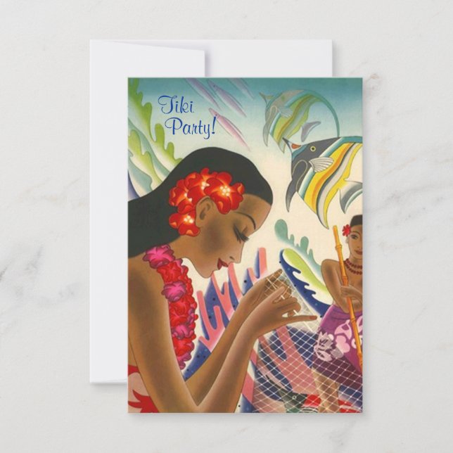 Tiki Tropical Lei Havaiana Luau - partido CONVITE (Frente)