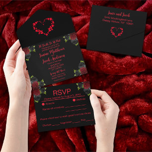 Til Death Nos Parte De Preto Gótico Com Rosas verm