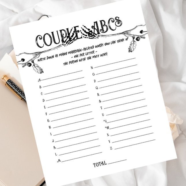 Til Death Nos Parte | Jogo ABC do Casal | B+W (Criador carregado)