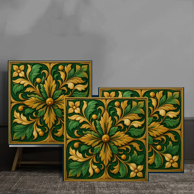 Tile de ornamento floral oriental - Verde  (Criador carregado)