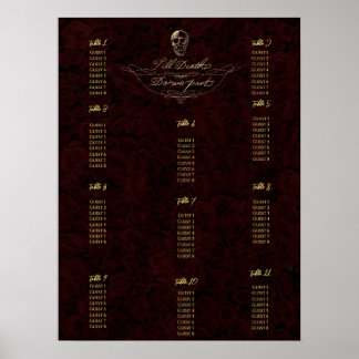 Till Death Skull e Rosa Seating Chart Poster