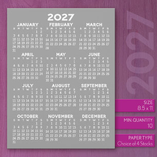 Timbrado Calendário de 2027 em Papel Carta com Cabeçalho