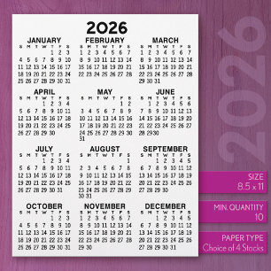 Timbrado Calendário em Papel Letterhead de Tamanho Carta