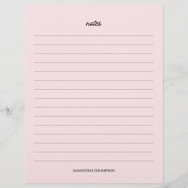 Timbrado Folhas de Papel de Notas de Nome Personalizadas Ro (Frente)