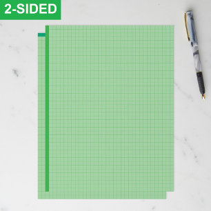 Timbrado Folhas de Papel Milimetrado Verde em Branco (Quadr
