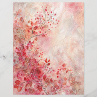 Timbrado Papel de escrita/de scrapbooking com flores cor-de