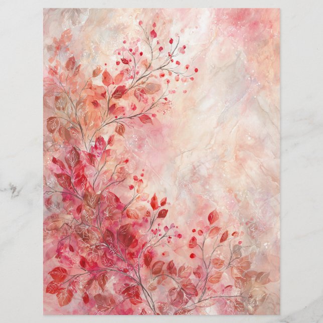Timbrado Papel de escrita/de scrapbooking com flores cor-de (Frente)