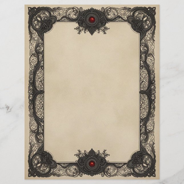 Timbrado Papel de Escritório Gótico Rubi Vermelho (Frente)