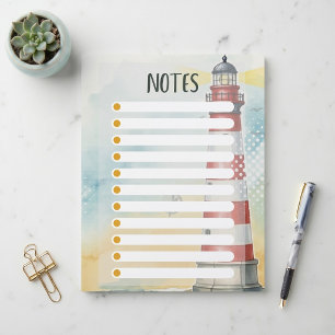 Timbrado Papel de Nota Aquarela Farol Vermelho Branco