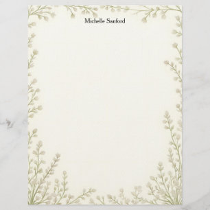 Timbrado Papel de Papelaria Moldura de Flores Brancas Peque