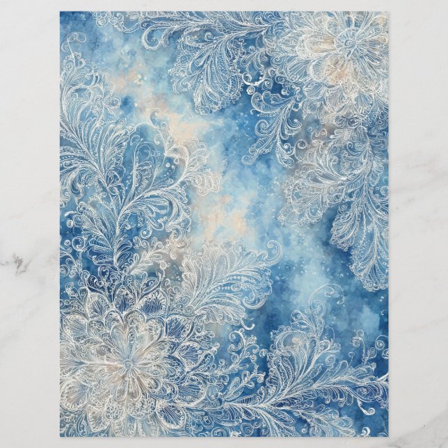 Timbrado Papel de Scrapbooking Azul Renda (Frente)