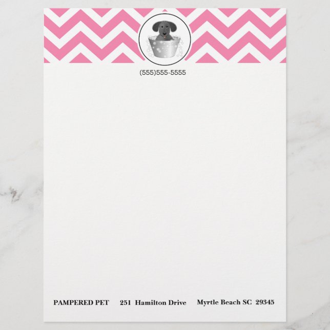 Timbrado Papel Letterhead Para Empresas Pet Groomer (Frente)