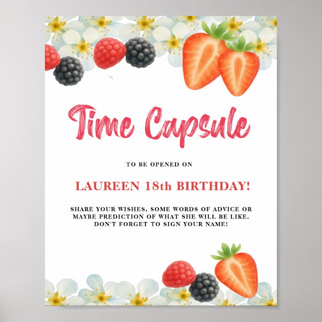 Time Capsule First Birthday Sign Poster (Frente)