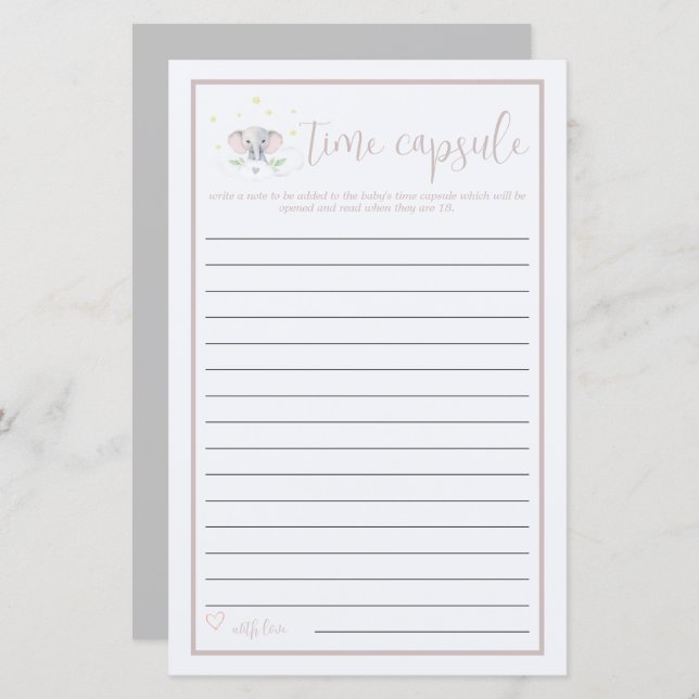 Time Capule Elephant - Jogo do Chá de fraldas (Frente/Verso)