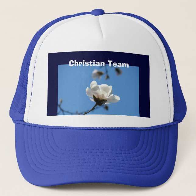Time Cristiano! Boné de Beisebol Azul Flores do Cé (Frente)