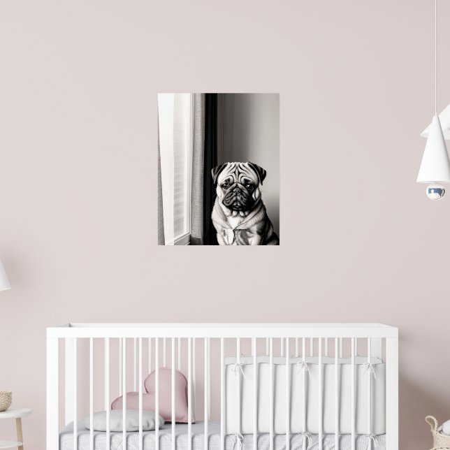 Timeless Pug Dog Portrait Poster (Berçário 2)