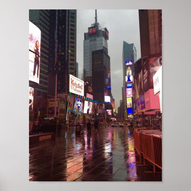 Times Square NYC Nova Iorque Rainy Day Poster (Frente)