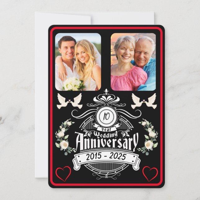 Tin Jubilee 2 Foto 10º Aniversário Convite (Frente)