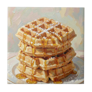 Tinta a Óleo de Xarope de Waffles Belgas Dourados