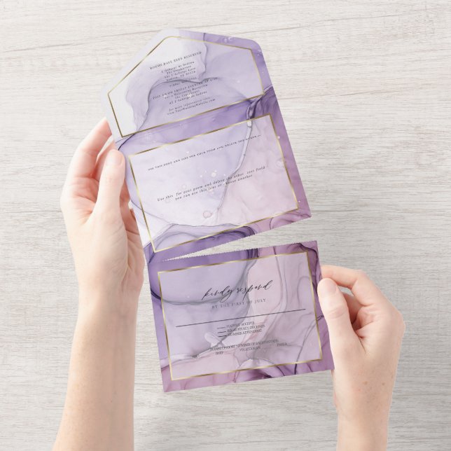 Tinta Abstrata Rosa Lavanda Chic Personalizada2 (Aba destacável)