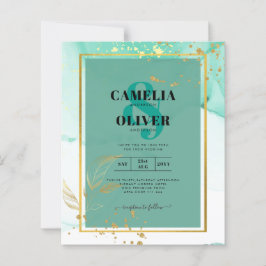 Tinta Alcoólica Verde Musgo Dourado Casamento Abst