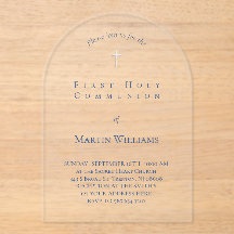 Tinta azul simples Primeira Comunhão Santa