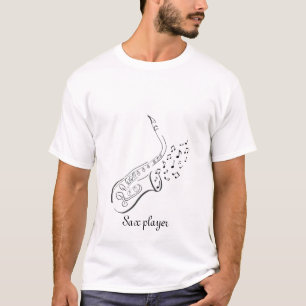 Tinta da caneta n do saxofone que tira a camisa de